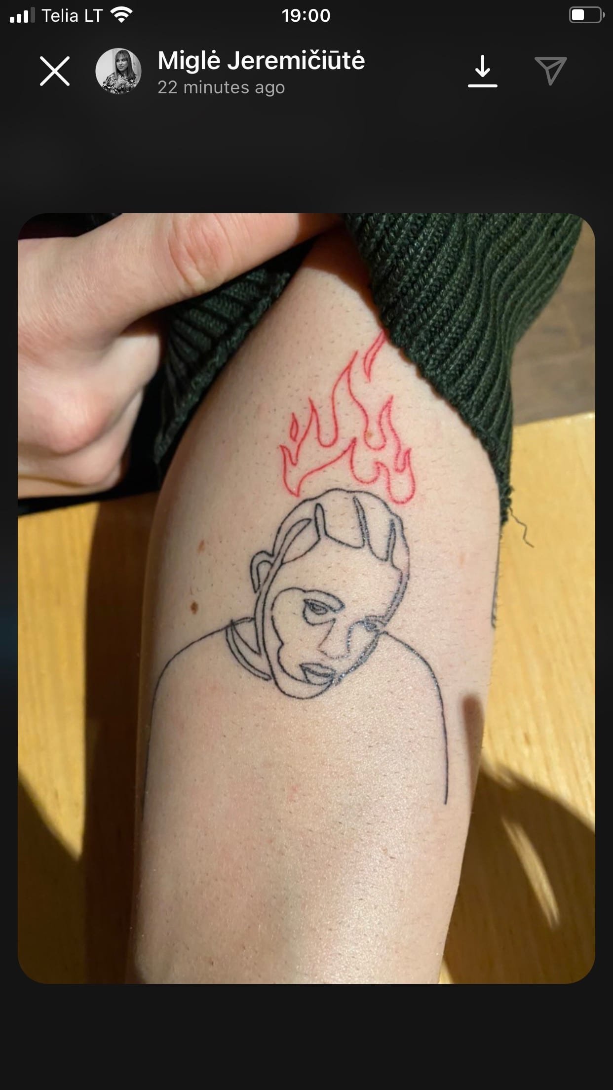 Sugijusi tatuiruotė, darbas nr. 9 — Turned Blue Ink